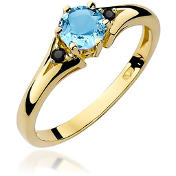 Złoty pierścionek Topaz 0,50ct żółte złoto z czarnymi