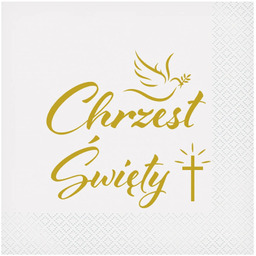 Serwetki Chrzest Święty białe - 33 cm -
