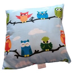 Poduszka Simply 40x40 Sowy kolorowe gałązka na niebieskim