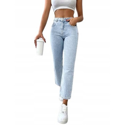 SHEIN JEANSY MOM JEANS WYSOKI STAN DŁUGIE NIEBIESKIE