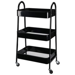 STORAGE SOLUTIONS Regał na kółkach 3 poziomy Czarny