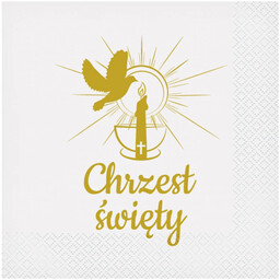 Serwetki Chrzest Święty białe - 33 cm -