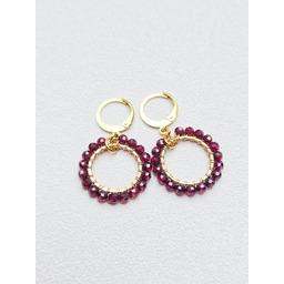 Pakamera Kolczyki pozłacane Kółka Bordo z Granatu