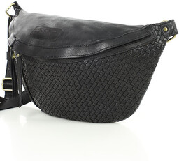 Duża torebka nerka półksiężyc skóra pleciona - MARCO