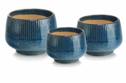 Niebieska osłonka na doniczkę ceramiczna 15 cm Polnix