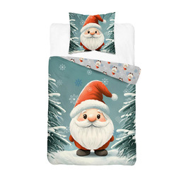 Detexpol Pościel świąteczna bawełniana 160x200 miętowa z Mikołajem