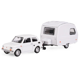 KOLEKCJA PRL FIAT 126P MALUCH BIAŁY + PRZYCZEPA