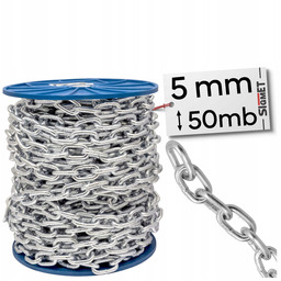 Łańcuch gospodarczy Metalowy Ocynk D1 krótkie ogniwo 5mm