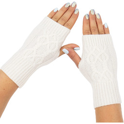 RĘKAWICZKI CIEPŁE bez palców warkocz elastyczne MITENKI krótkie