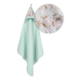 Babymatex Kąpielowe okrycie niemowlęce 85x85 zielone różowe kwiaty