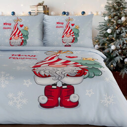 Pościel bożonarodzeniowa z mikrowłókna błękitno-szara skrzat PTR-21