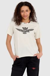 AERONAUTICA MILITARE Kremowy bawełniany luźny t-shirt damski