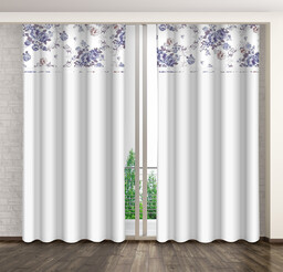 Zasłona z nadrukiem w niebieskie kwiaty ZMO-057 Mariall