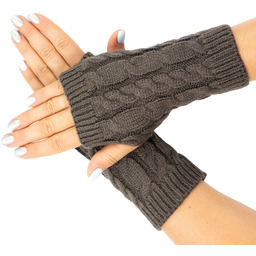 RĘKAWICZKI CIEPŁE MITENKI warkocz bez palców DAMSKIE krótkie