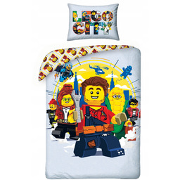 135x200 Pościel Klocki Lego City Policjant Monter