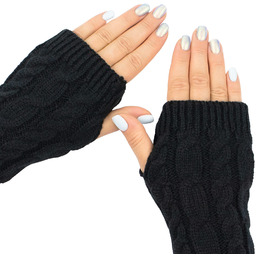 RĘKAWICZKI damskie bez palców MITENKI warkocz