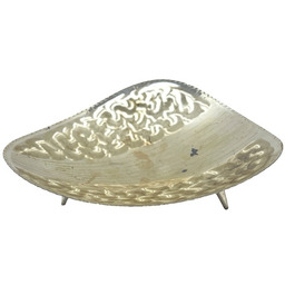Pakamera Vintage platerowana patera na nóżkach liść posrebrzana