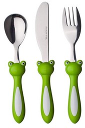 Banquet 3-częściowy zestaw sztućców dla dzieci Frog, zielony