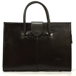 Damska duża skórzana aktówka na dokumenty kuferek