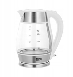Czajnik elektryczny Teesa, szklany inox, 2200 W, biały,