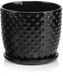 Czarna doniczka ceramiczna z podstawką 20 cm Polnix