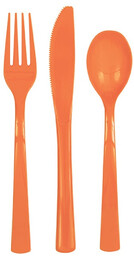Sztućce plastikowe pomarańczowe - 18 szt.