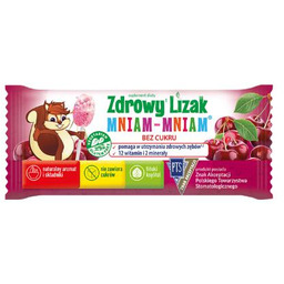 Zdrowy Lizak Mniam-Mniam Wiśnia bez cukru kształt łezki,