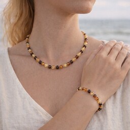 Pakamera Komplet biżuterii z bursztynu - Naszyjnik