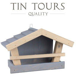 DREWNIANY KARMNIK ZE ŚCIANĄ SZARY 39x19x23/24 cm