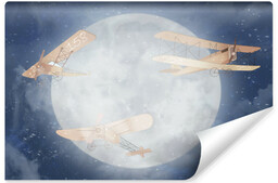 Muralo Fototapeta Dla Dzieci Samoloty Na Tle Księżyca