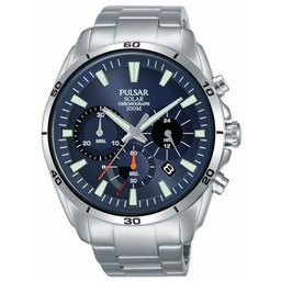 Zegarek męski PULSAR Chronograph Solar, PZ5057X1, srebrno-czarny