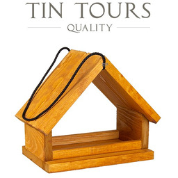 DREWNIANY KARMNIK DLA PTAKÓW W KOLORZE DĘBU 26x14x19,5