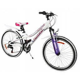 Rower Mtb 24" Alu Amortyzowany Biały Lub Turkusowy