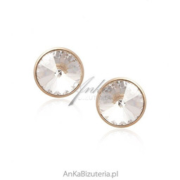 ankabizuteria.pl Srebrne kolczyki Swarovski pozłacane różowym złotem