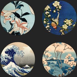 MAŁE PODSTAWKI SZKLANE NA STÓŁ Hokusai - KPL