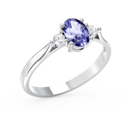 Pierścionek zaręczynowy z białego złota z tanzanitem