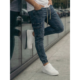 Spodnie męskie jeansowe joggery bojówki niebieskie Denley Guido