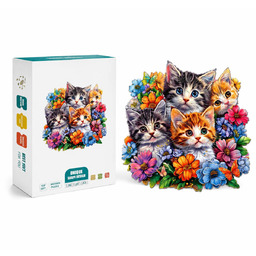 DREWNIANE PUZZLE KOTKI W KWIATACH 85 EL PREZENT