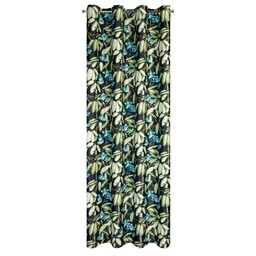 Eurofirany Zasłona 140x250 Loni czarna zielona liście gotowa