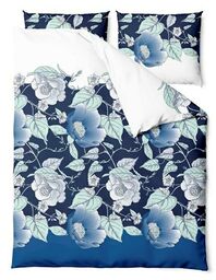 Zaratex Pościel bawełniana 220x200 Peonies kwiaty peonie granatowa