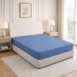 Prześcieradło z gumką 200x220 Niebieskie Jasne / Jeans