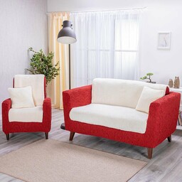 Decodoma Narzuty SHERPA kremowe komplet wypoczynkowy