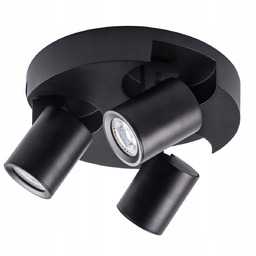 Spot lampa sufitowa okrągła potrójna regulacja kąta czarna