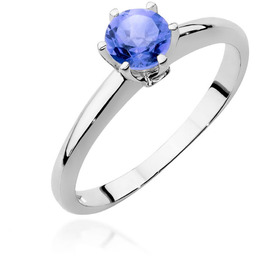 Złoty pierścionek Tanzanit 0,50ct białe złoto pr. 585