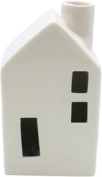 Ceramiczny dom LED jako świecznik w kolorze białym,