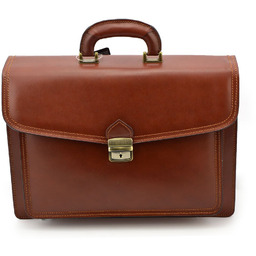 Trzykomorowa skórzana Teczka aktówka Vera Pelle