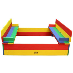 Axi Drewniana Piaskownica Ella Tęczowa Zakrywana Z Ławeczkami