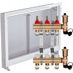 Rozdzielacz do ogrzewania podłogowego 3 Złączki Pex +skrzynka