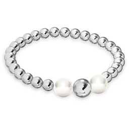 Elastyczny kulkowy pierścionek z perłami, srebro 925 :