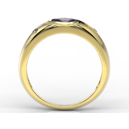 Pierścionek z żółtego złota z tanzanitem i diamentami